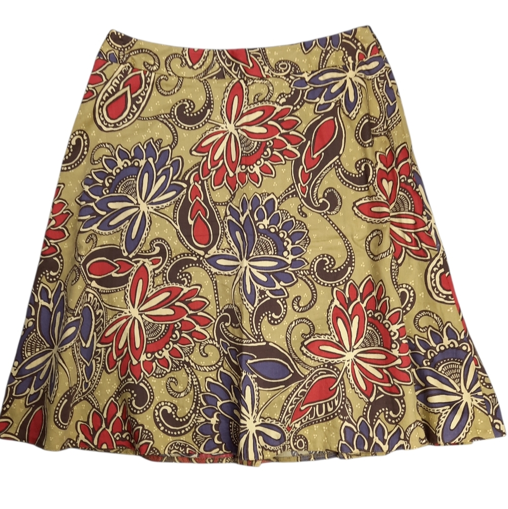 Willi Smith Floral Paisley Cotton Skirt SZ 10 - Picture 6 of 7